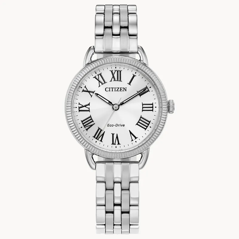 Classic Coin Edge Silver-Tone Dial Stainless Steel Bracelet EM1050 Classic Coin Edge Silver-Tone Dial Stainless Steel Bracelet EM1050